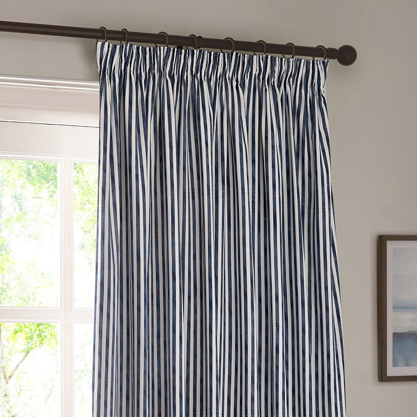 Yard Hebden Stripe Pencil Pleat Curtains - Navy