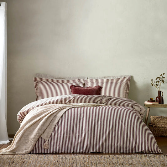 Yard Hebden Stripe Duvet Cover Set - Beetroot