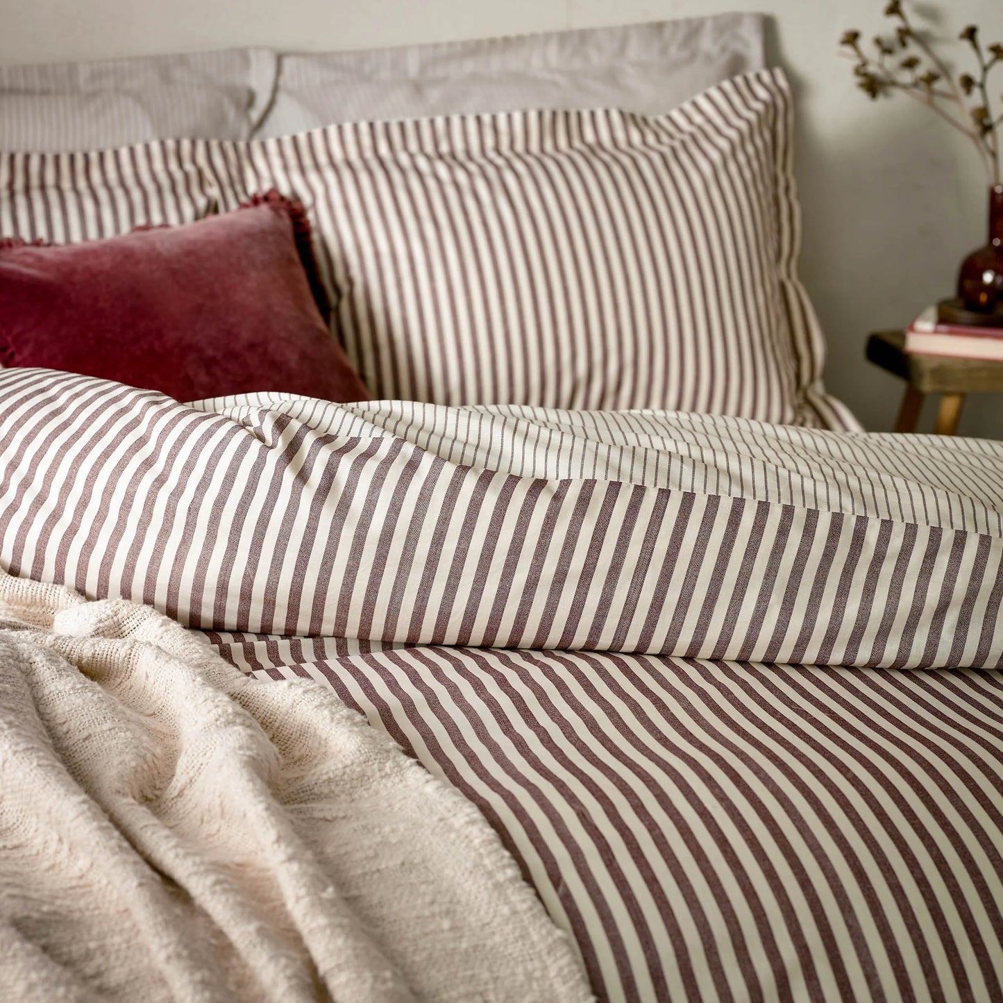 Yard Hebden Stripe Duvet Cover Set - Beetroot