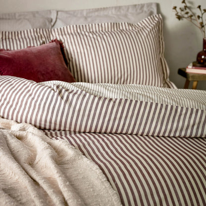 Yard Hebden Stripe Duvet Cover Set - Beetroot