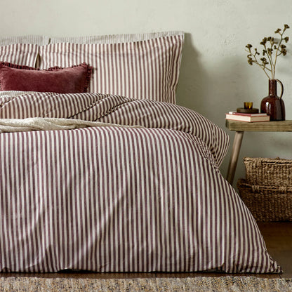 Yard Hebden Stripe Duvet Cover Set - Beetroot