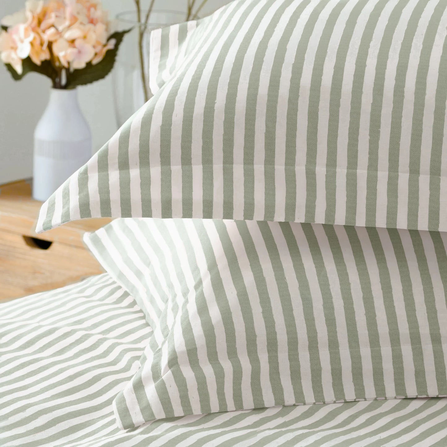 Yard Hebden Stripe Duvet Cover Set - Eucalyptus