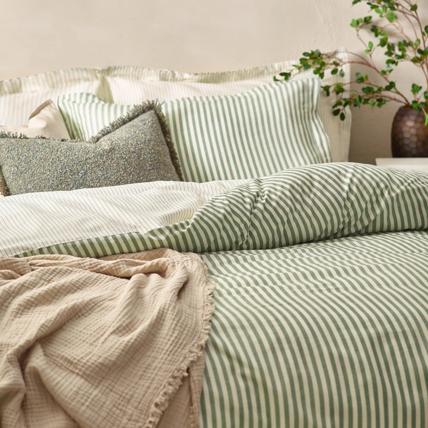 Yard Hebden Stripe Duvet Cover Set - Forest