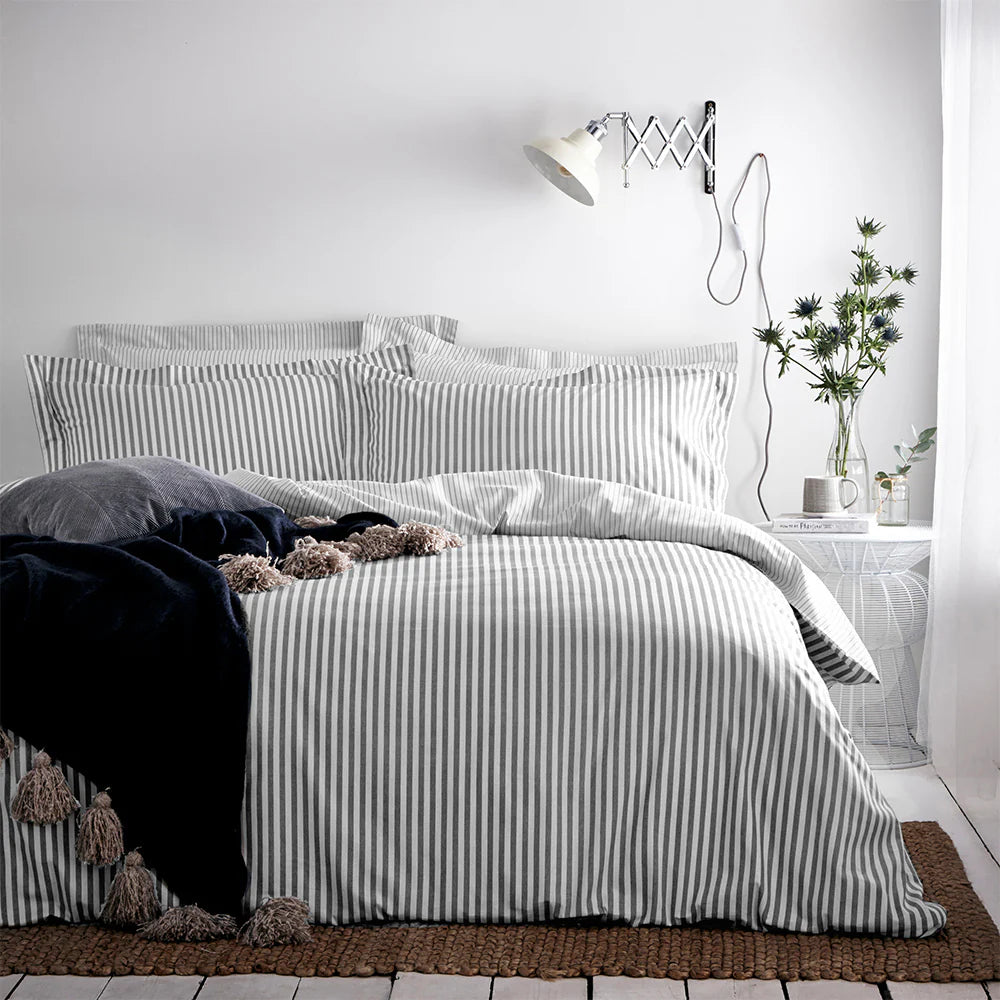 Yard Hebden Stripe Duvet Cover Set - Grey