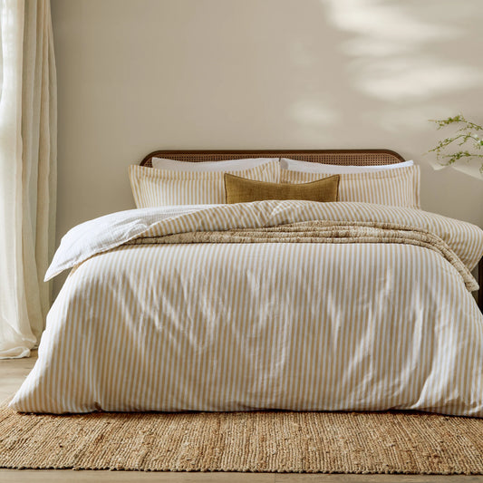 Yard Hebden Stripe Duvet Cover Set - Honey Yellow