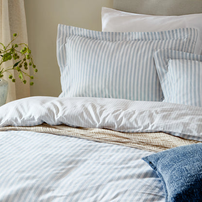 Yard Hebden Stripe Duvet Cover Set - Mineral Blue
