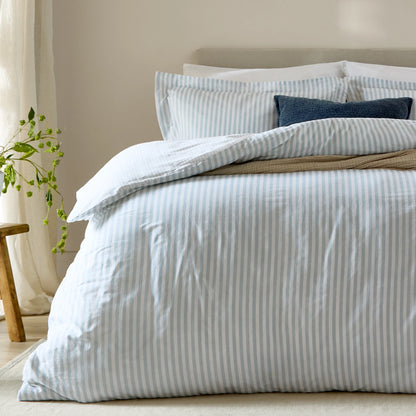 Yard Hebden Stripe Duvet Cover Set - Mineral Blue