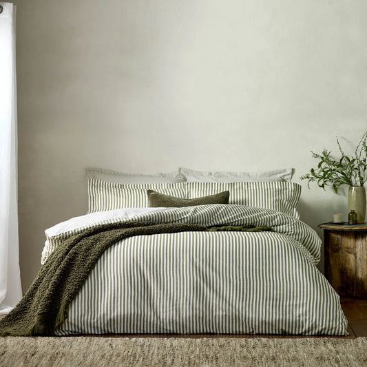 Yard Hebden Stripe Duvet Cover Set - Olive
