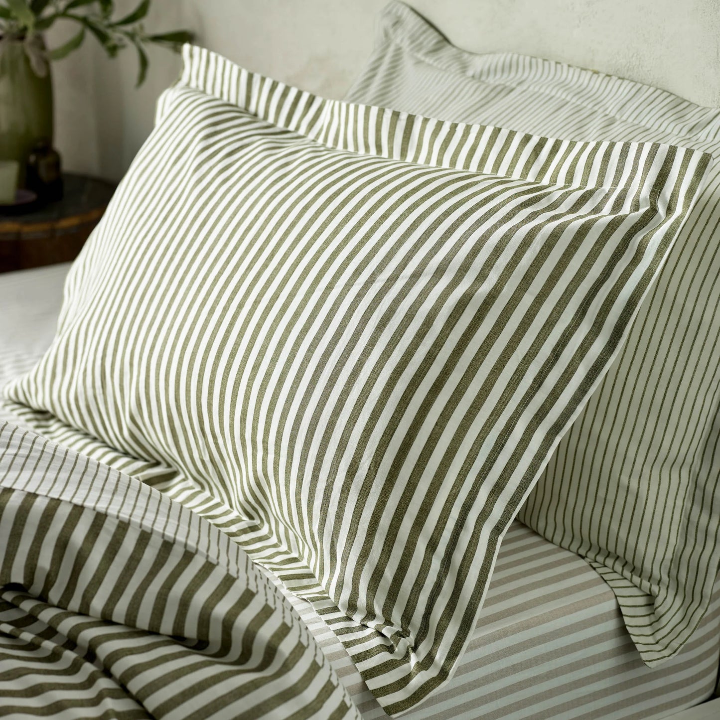 Yard Hebden Stripe Duvet Cover Set - Olive