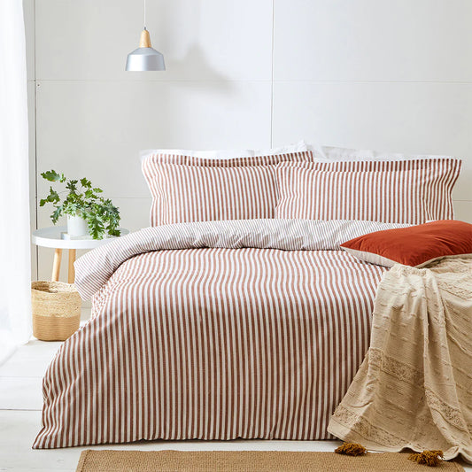 Yard Hebden Stripe Duvet Cover Set - Pecan