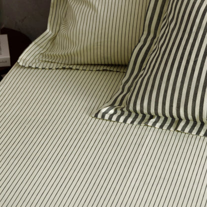 Yard Hebden Narrow Stripe Fitted Sheet - Black