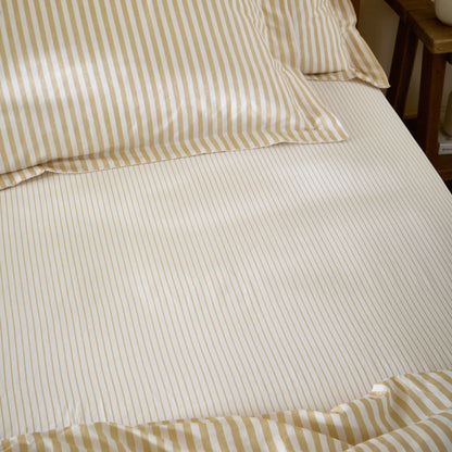 Yard Hebden Narrow Stripe Fitted Sheet - Honey Yellow