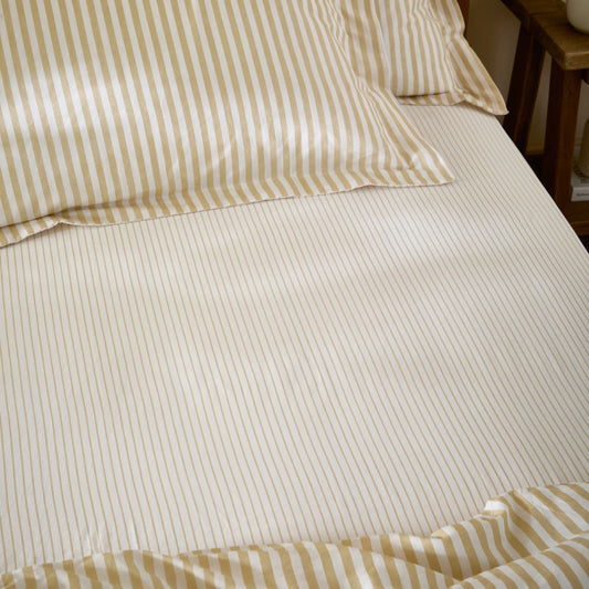 Yard Hebden Narrow Stripe Fitted Sheet - Honey Yellow