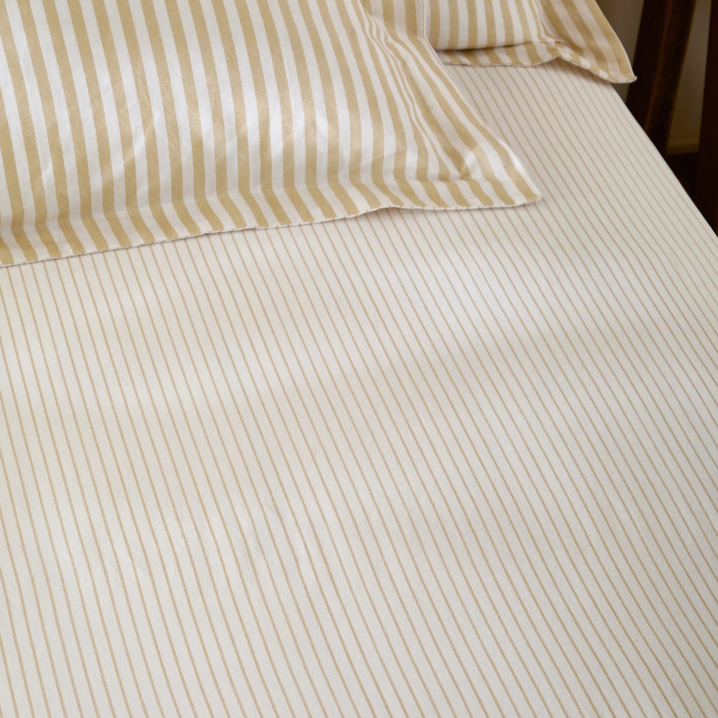 Yard Hebden Narrow Stripe Fitted Sheet - Honey Yellow