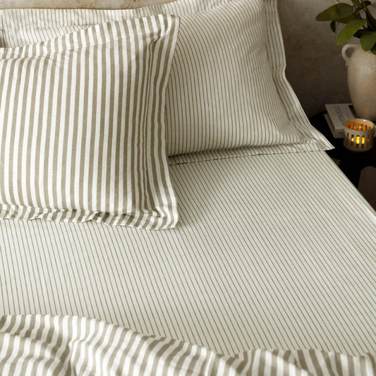 Yard Hebden Narrow Stripe Fitted Sheet - Mole