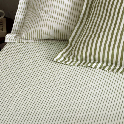 Yard Hebden Narrow Stripe Fitted Sheet - Olive
