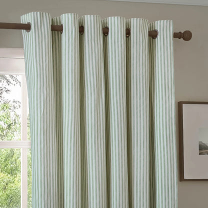 Yard Hebden Stripe Eyelet Curtains - Eucalyptus