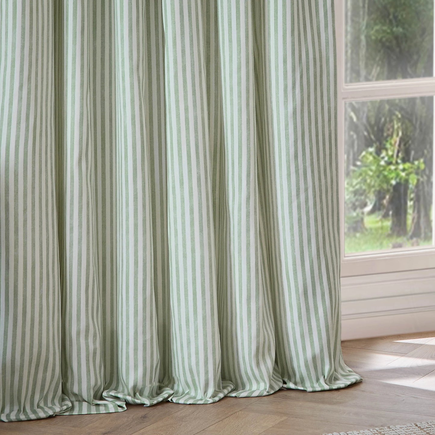 Yard Hebden Stripe Pencil Pleat Curtains - Eucalyptus