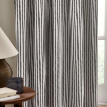 Yard Hebden Stripe Eyelet Curtains - Grey