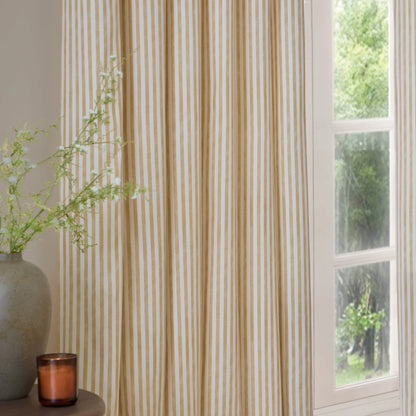 Yard Hebden Stripe Eyelet Curtains - Honey Yellow