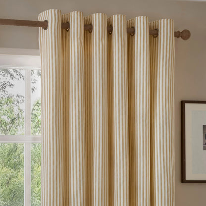 Yard Hebden Stripe Eyelet Curtains - Honey Yellow