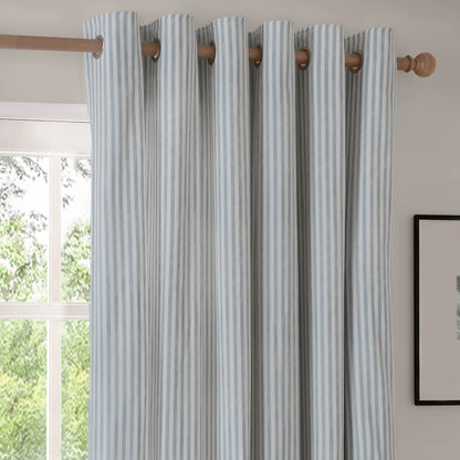 Yard Hebden Stripe Eyelet Curtains - Mineral Blue