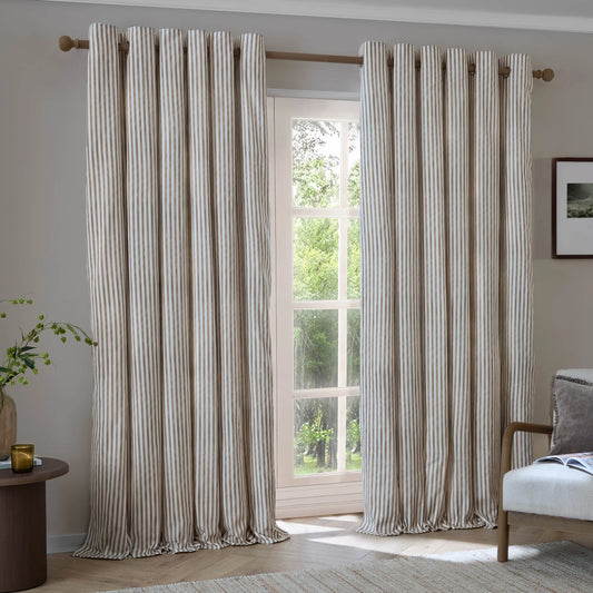 Yard Hebden Stripe Eyelet Curtains - Mole