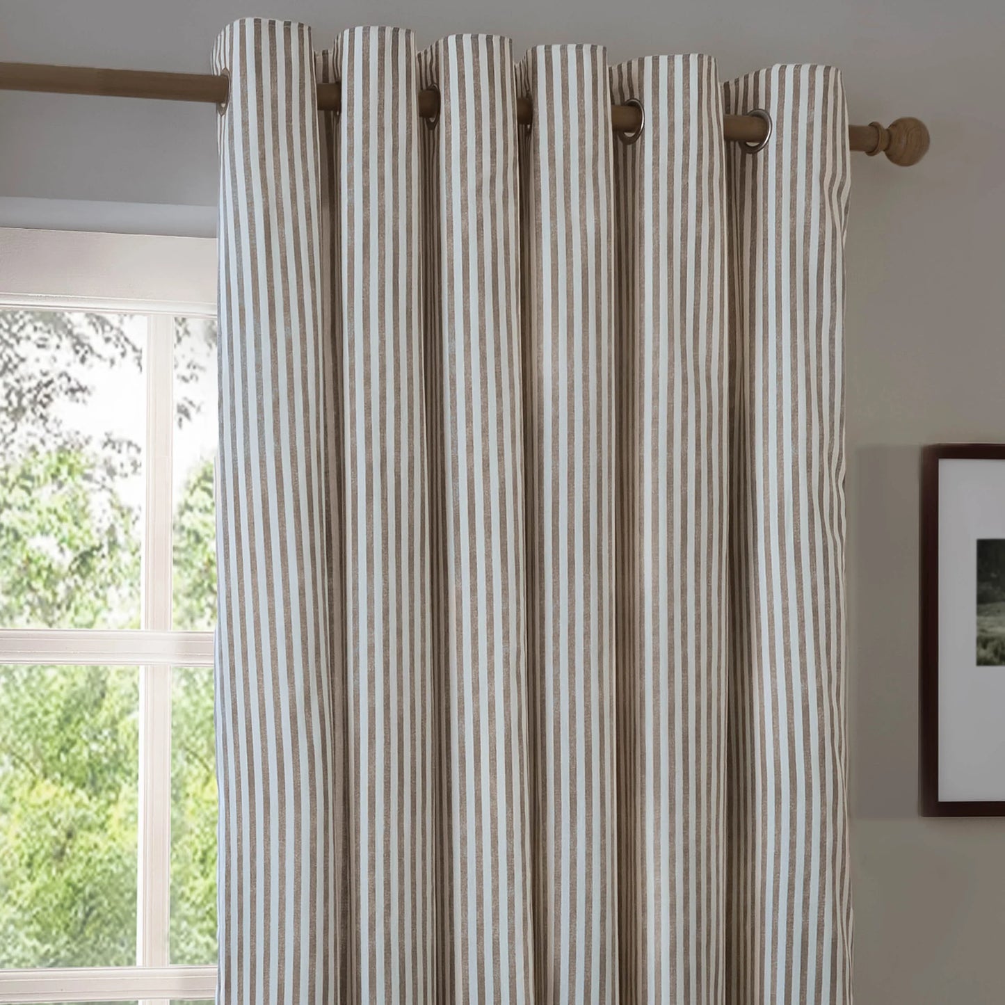 Yard Hebden Stripe Eyelet Curtains - Mole