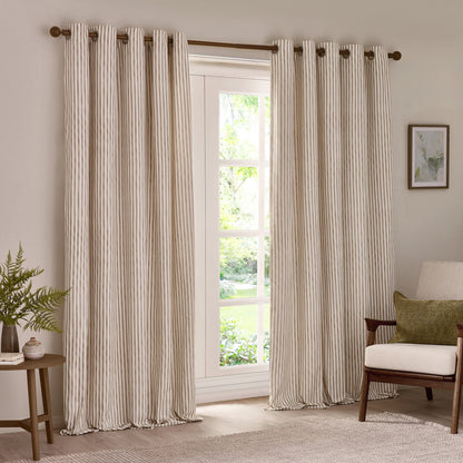 Yard Hebden Stripe Eyelet Curtains - Natural