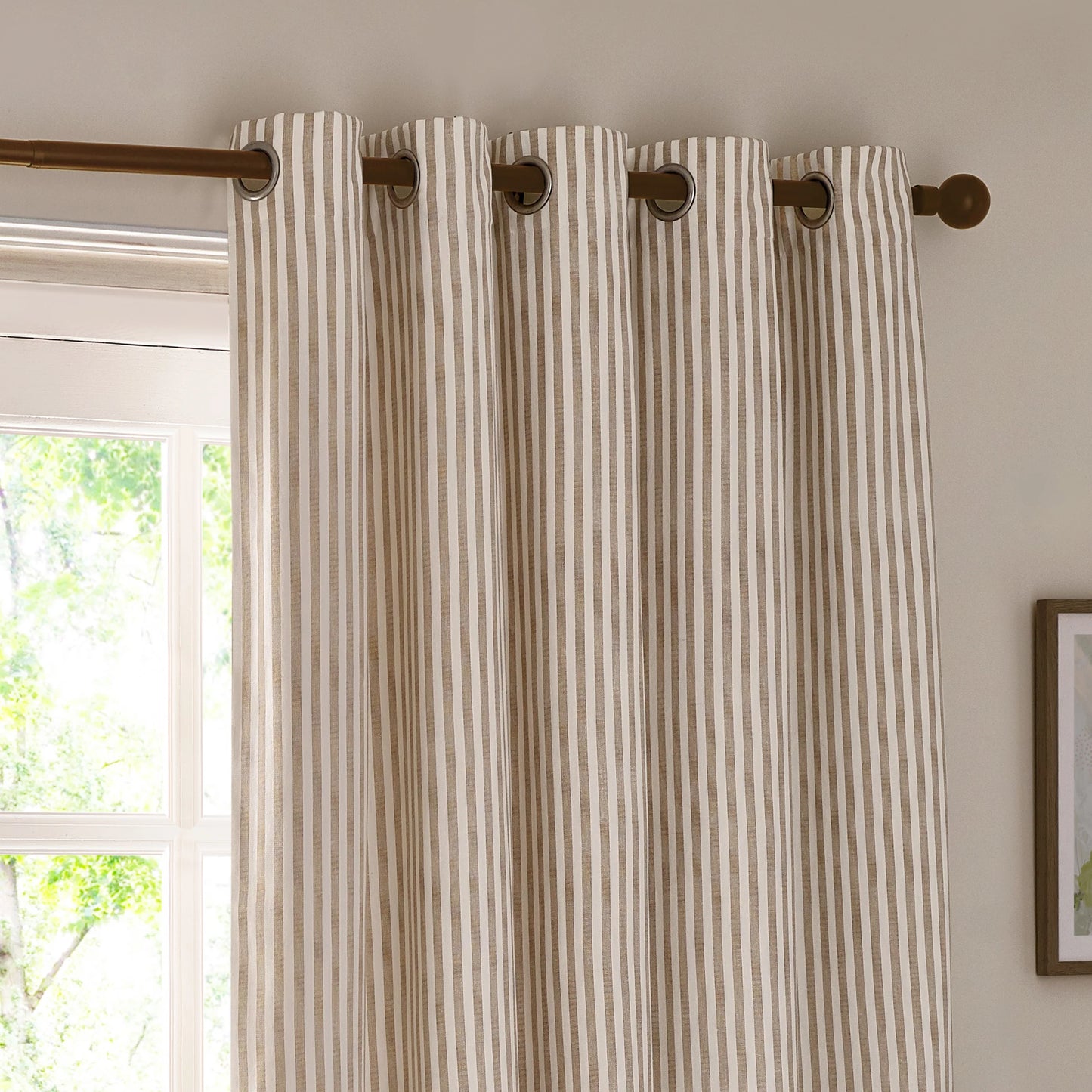 Yard Hebden Stripe Eyelet Curtains - Natural