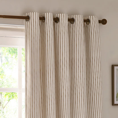 Yard Hebden Stripe Eyelet Curtains - Natural