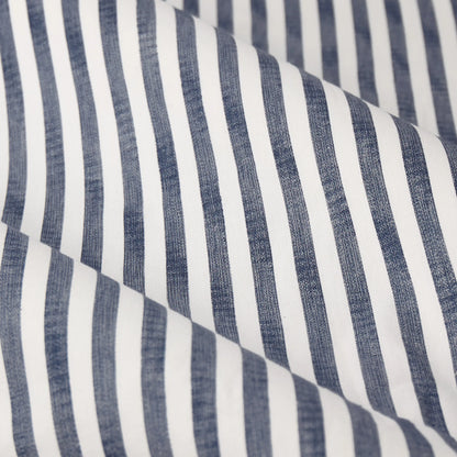 Yard Hebden Stripe Eyelet Curtains - Navy