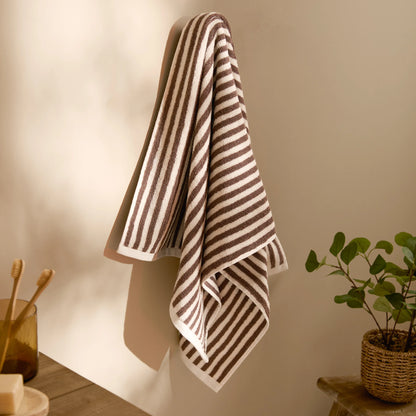 Yard Hebden Stripe Bath Towels - Chocolate