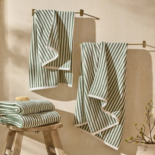 Yard Hebden Stripe Bath Towels - Forest