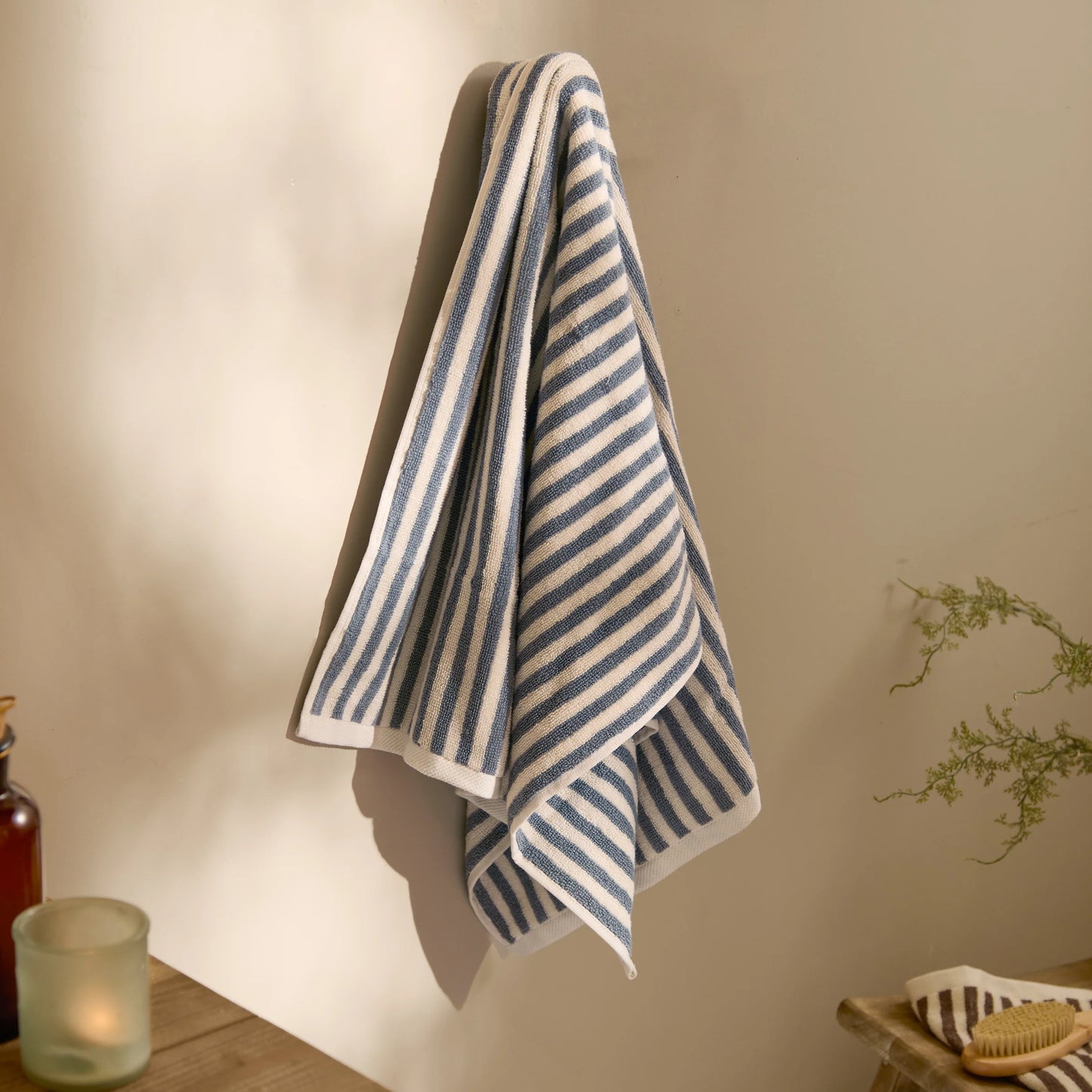 Yard Hebden Stripe Bath Towels - Mineral Blue