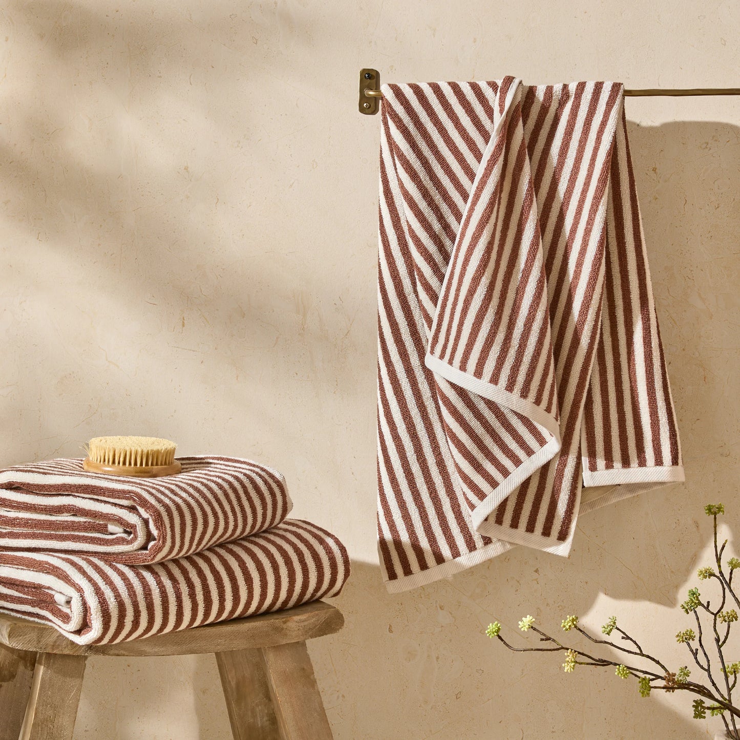 Yard Hebden Stripe Bath Towels - Pecan