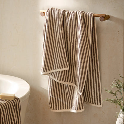 Yard Hebden Stripe Bath Towels - Chocolate
