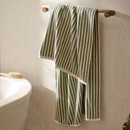 Yard Hebden Stripe Bath Towels - Forest