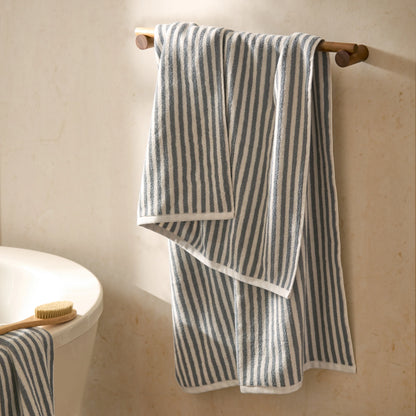 Yard Hebden Stripe Bath Towels - Grey