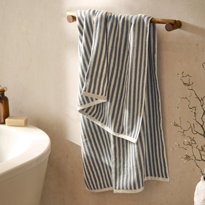 Yard Hebden Stripe Bath Towels - Mineral Blue