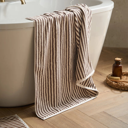Yard Hebden Stripe Bath Towels - Chocolate
