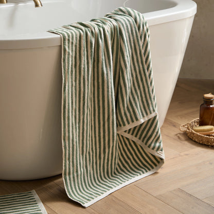 Yard Hebden Stripe Bath Towels - Forest