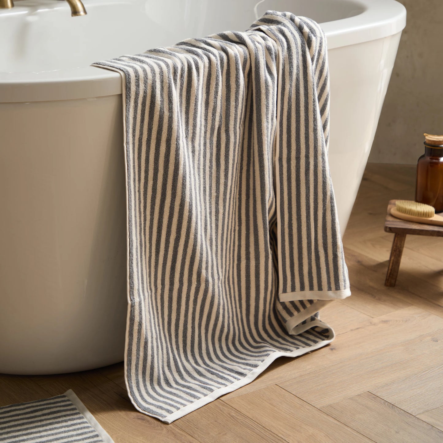 Yard Hebden Stripe Bath Towels - Grey