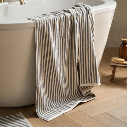 Yard Hebden Stripe Bath Towels - Grey