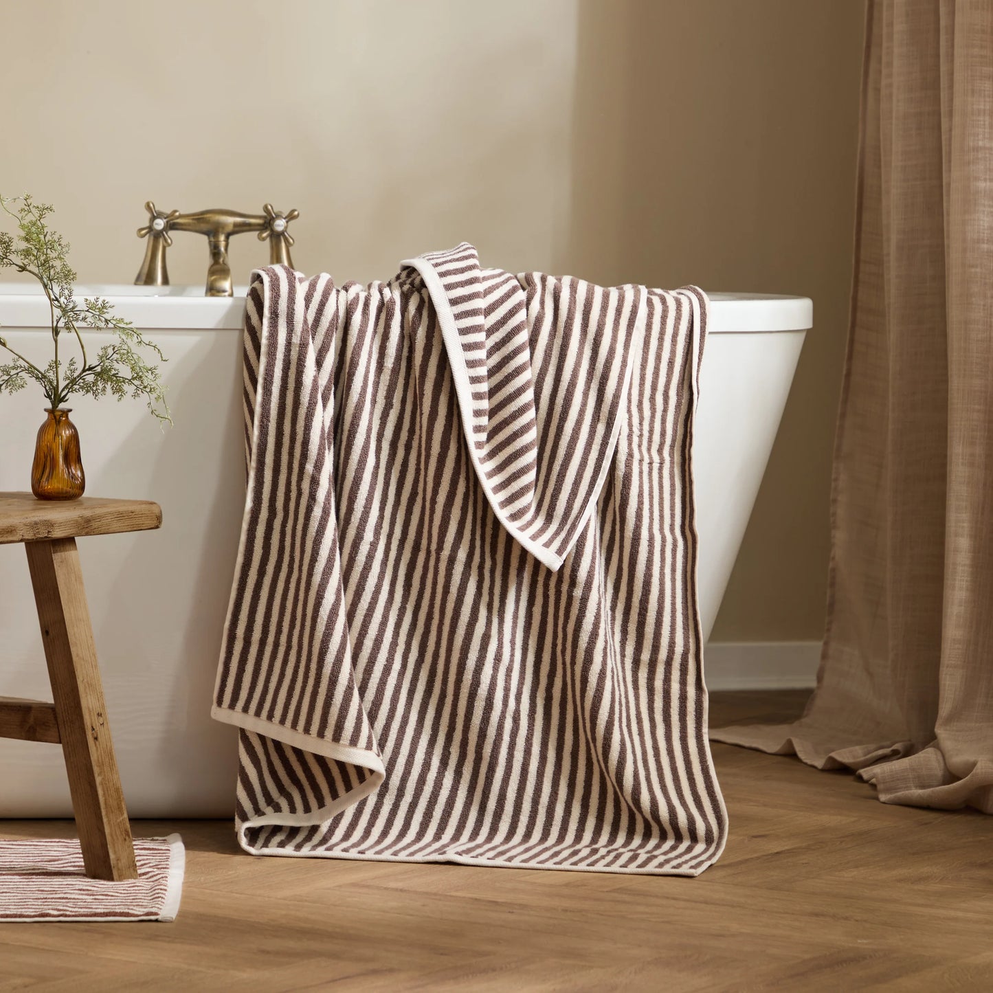Yard Hebden Stripe Bath Towels - Chocolate