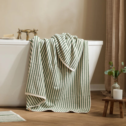Yard Hebden Stripe Bath Towels - Forest