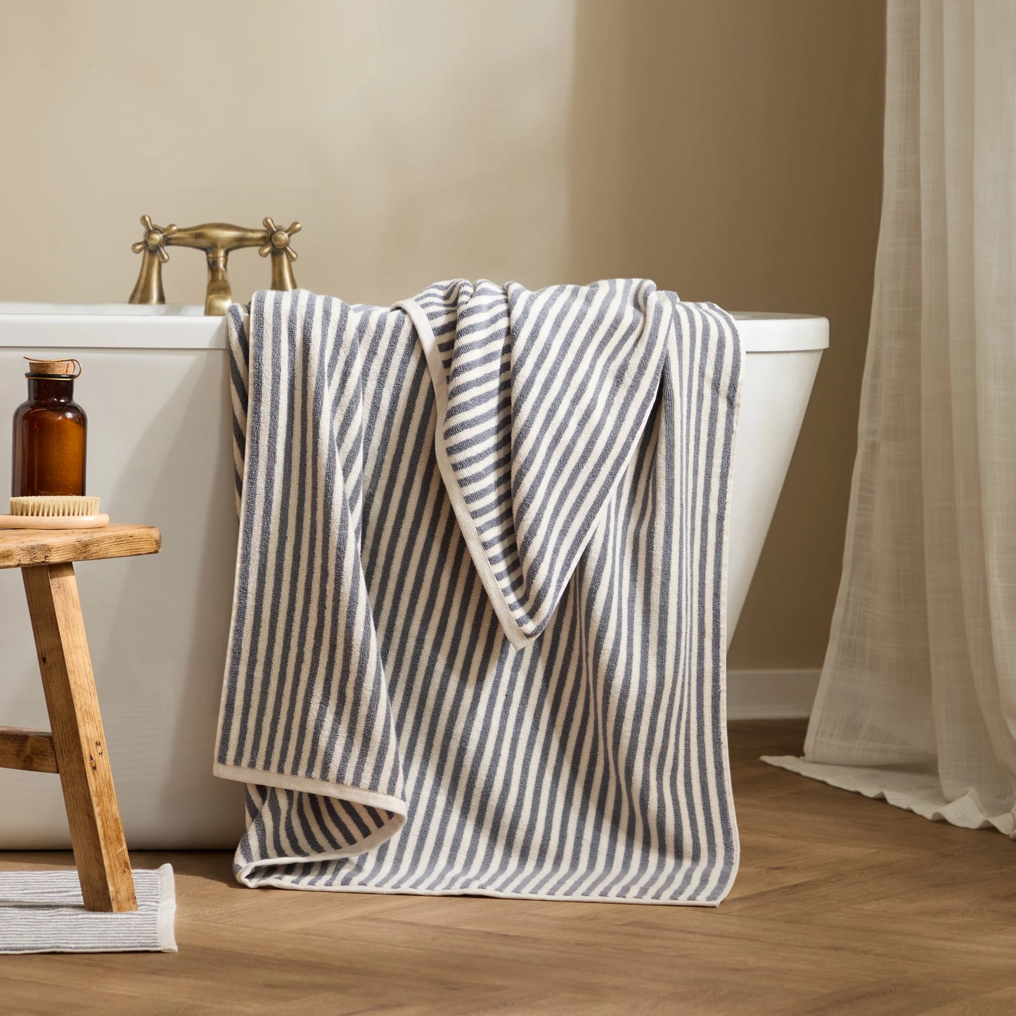 Yard Hebden Stripe Bath Towels - Grey