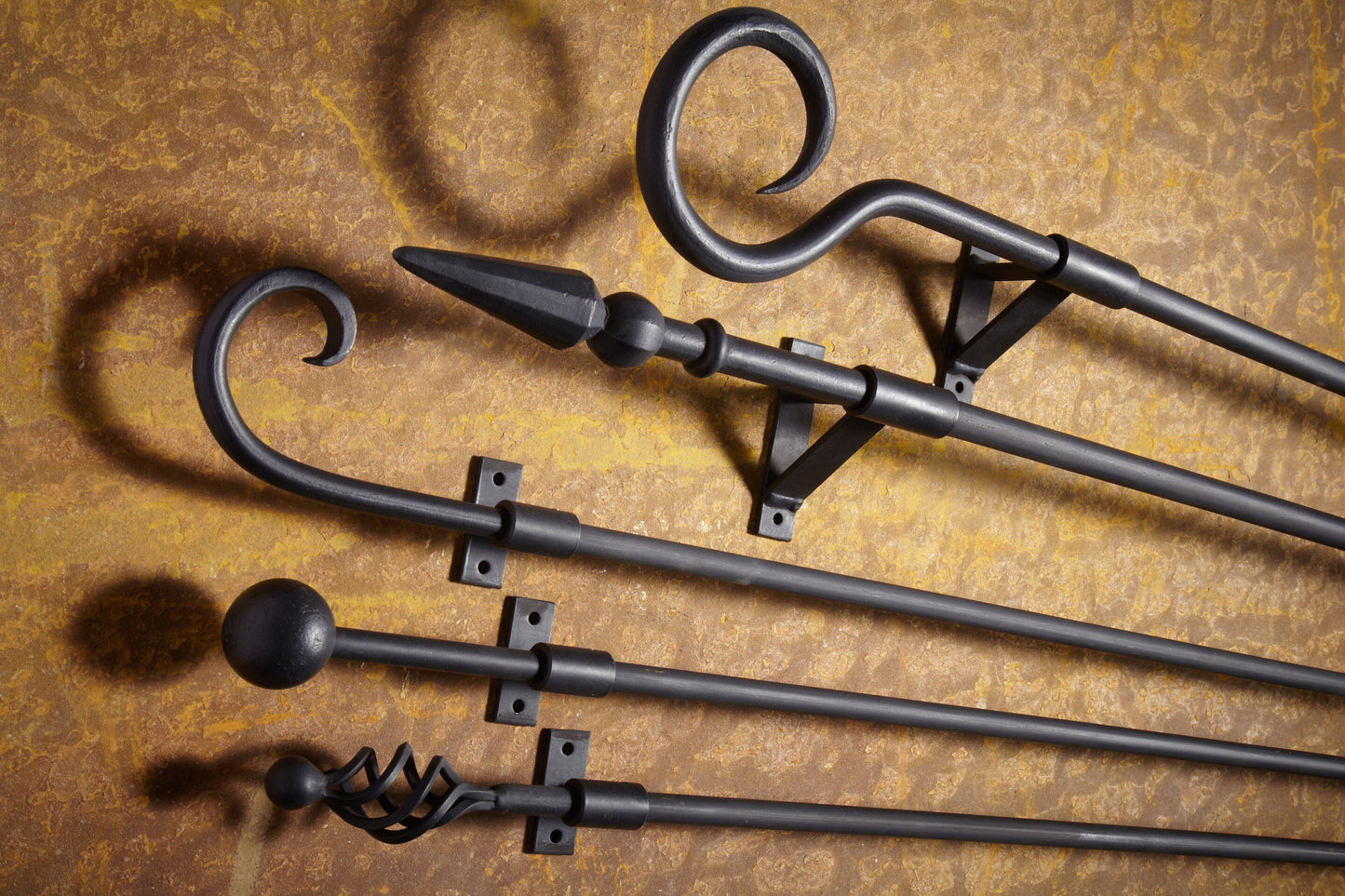 Hallis Artisan Stopper 12mm/16mm Wrought Iron Double Metal Curtain Pole - Black
