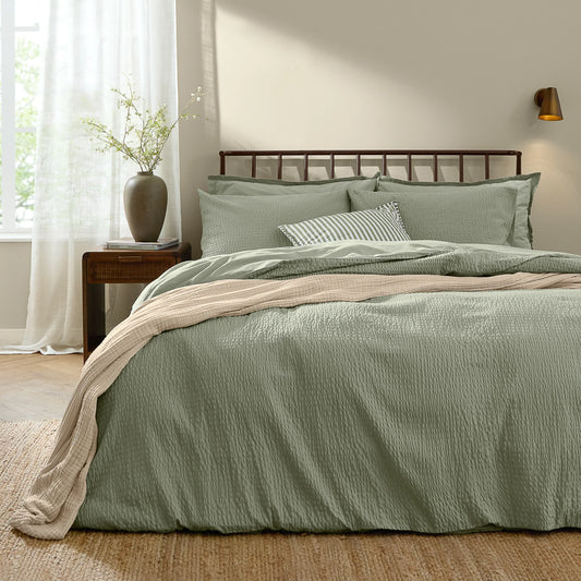 Yard Hebden Seersucker Duvet Cover Set - Bay Green
