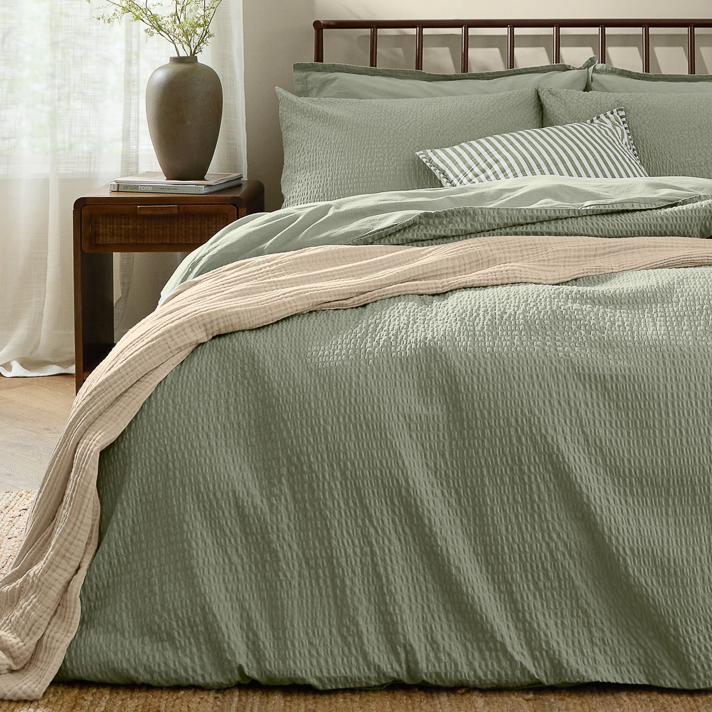 Yard Hebden Seersucker Duvet Cover Set - Bay Green